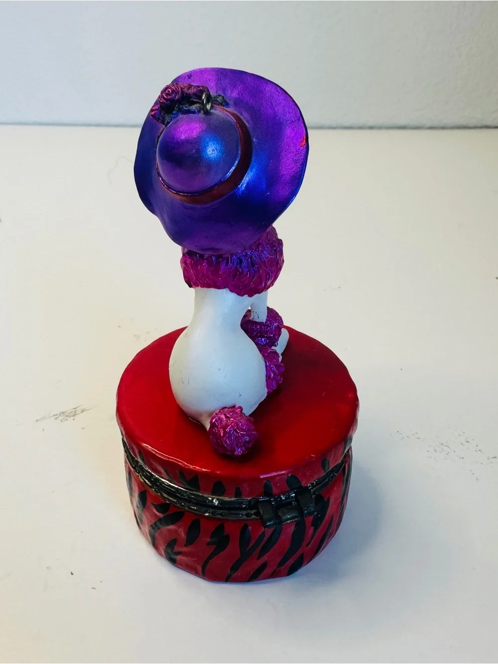 Red Purple Poodle Trinket Box